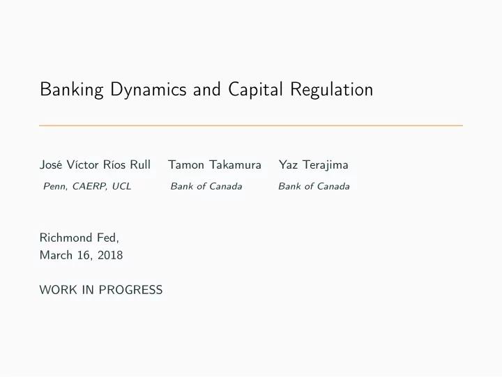 banking dynamics and capital regulation