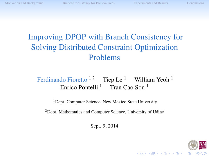 improving dpop with branch consistency for solving