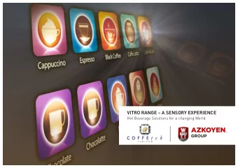 VITRO RANGE  A SENSORY EXPERIENCE  Hot Beverage Solutions for a changing World  Index