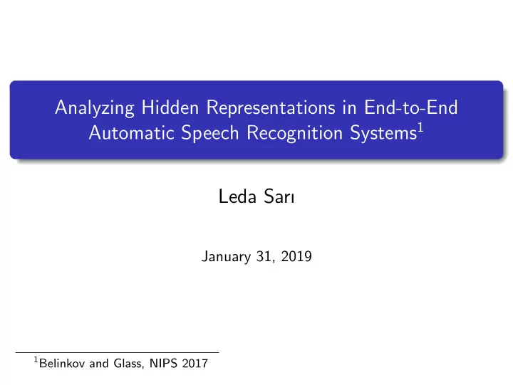analyzing hidden representations in end to end