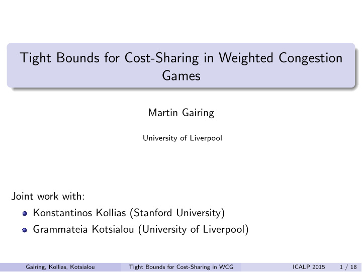 tight bounds for cost sharing in weighted congestion games