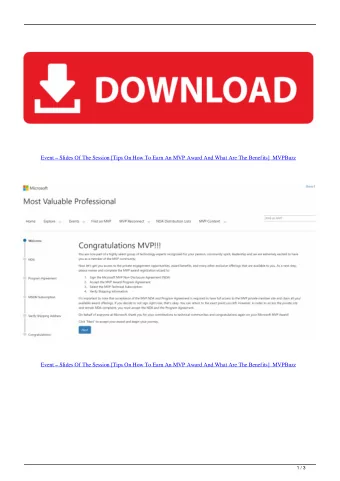 Event  Slides Of The Session [Tips On How To Earn An MVP Award And What Are The Benefits]