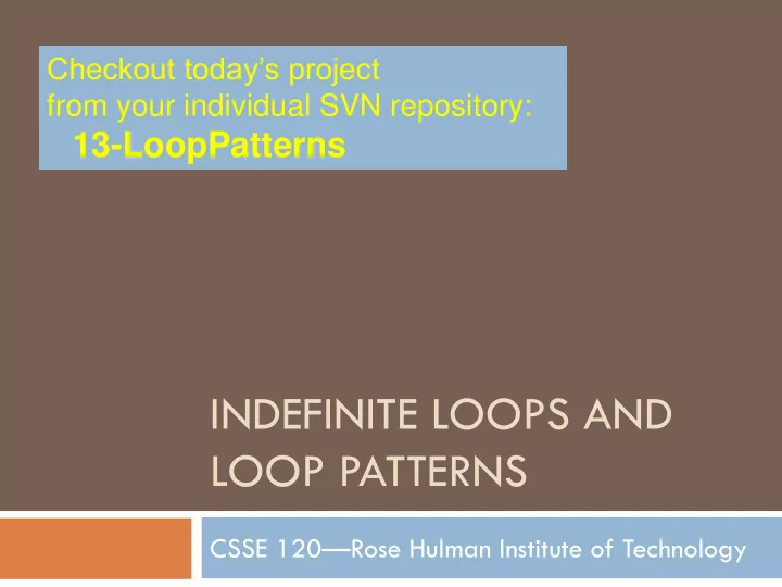 loop patterns