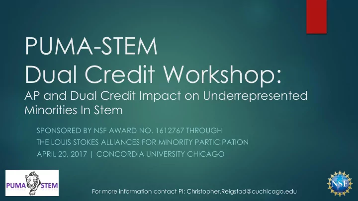 dual credit workshop