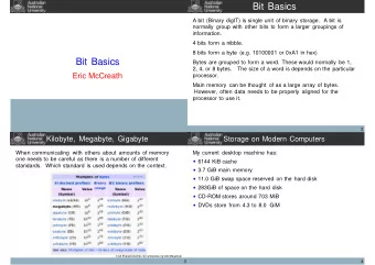 Bit Basics  A bit (Binary digIT) is single unit of binary storage.  A bit is  normally group with