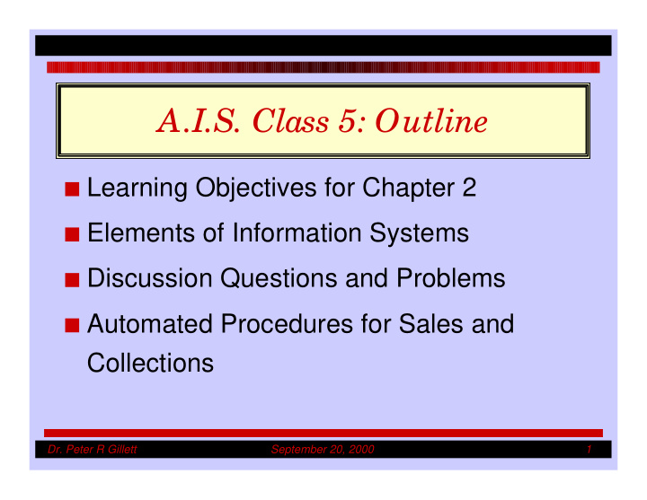 a i s class 5 outline