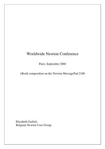 Worldwide Newton Conference  Paris, September 2004  eBook composition on the Newton MessagePad 2100