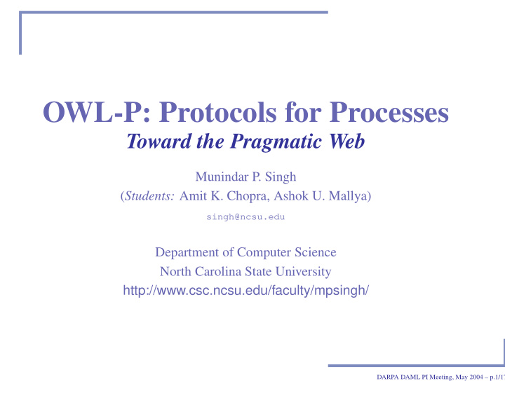 owl p protocols for processes