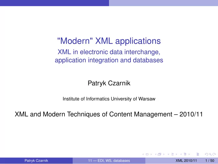 modern xml applications
