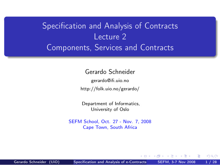 specification and analysis of contracts lecture 2
