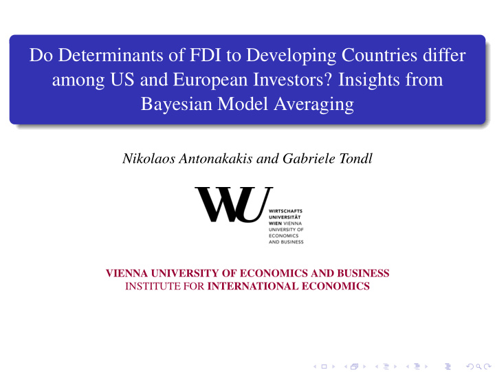 do determinants of fdi to developing countries differ
