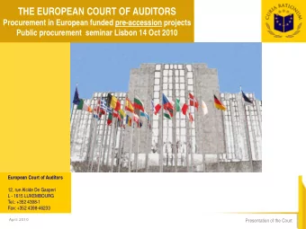 THE EUROPEAN COURT OF AUDITORS  Procurement in European funded pre-accession projects  Public
