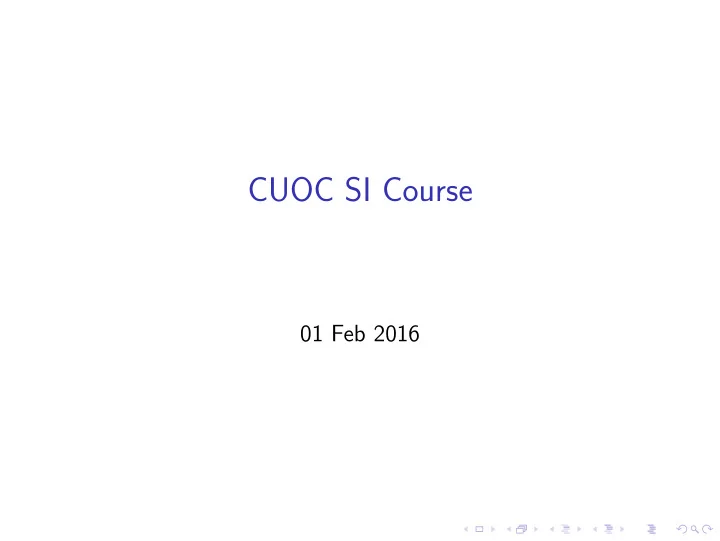 cuoc si course