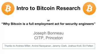 Intro to Bitcoin Research  or  Why Bitcoin is a full employment act for security engineers
