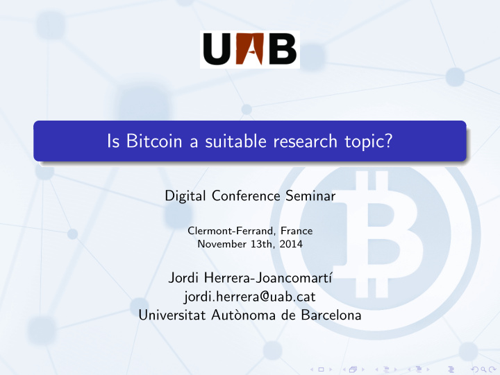 is bitcoin a suitable research topic