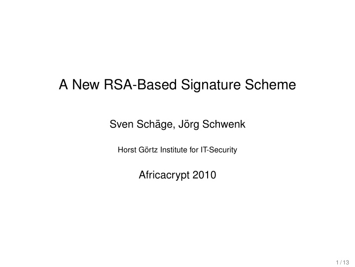a new rsa based signature scheme