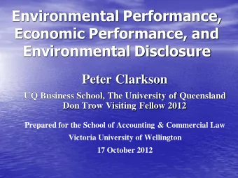 Environmental Disclosure  Peter Clarkson  UQ Business School, The University of Queensland  Don