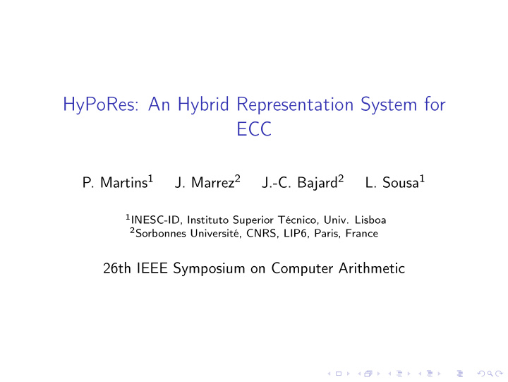 hypores an hybrid representation system for ecc