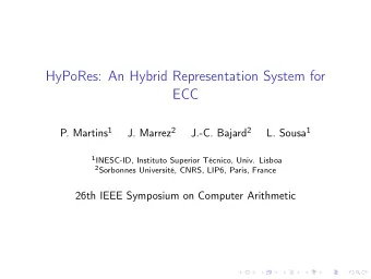 HyPoRes: An Hybrid Representation System for  ECC P. Martins 1 J. Marrez 2 J.-C. Bajard 2 L. Sousa