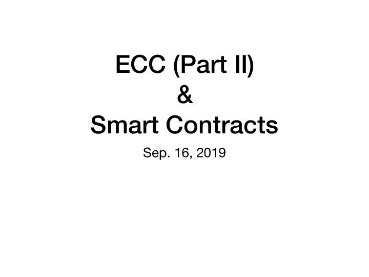 ecc part ii smart contracts