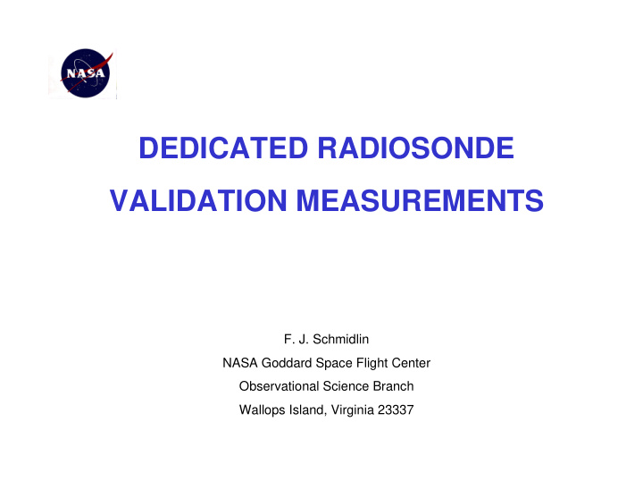 dedicated radiosonde validation measurements