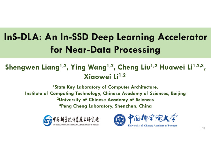 ins dla an in ssd deep learning accelerator for near data