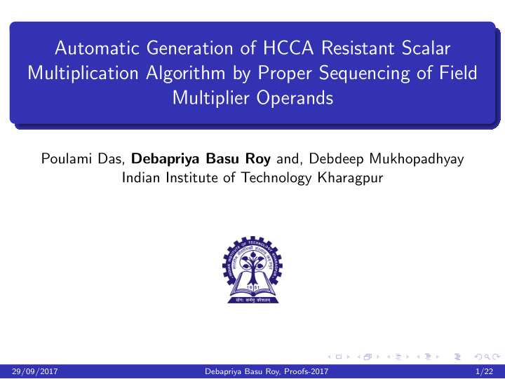 automatic generation of hcca resistant scalar