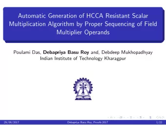 Automatic Generation of HCCA Resistant Scalar  Multiplication Algorithm by Proper Sequencing of