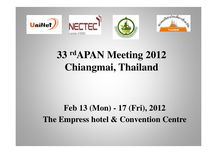 33 rd apan meeting 2012 g chiangmai thailand