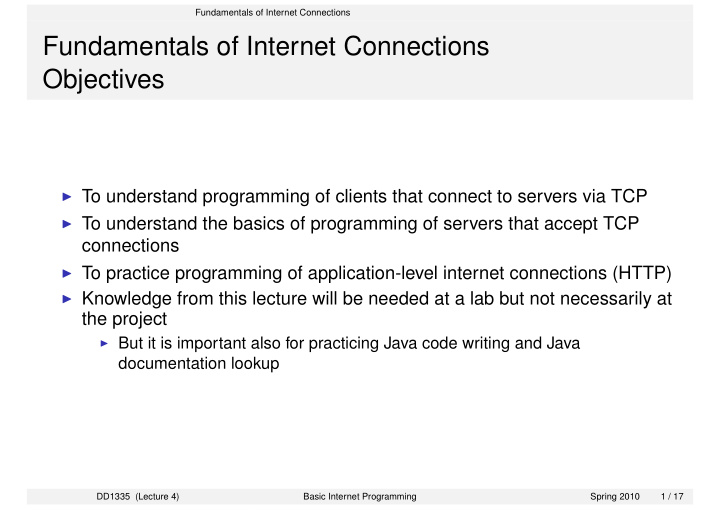fundamentals of internet connections objectives