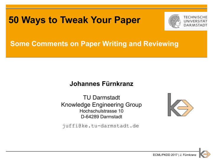 50 ways to tweak your paper
