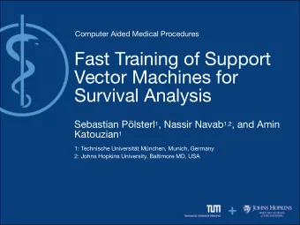Fast Training of Support  Vector Machines for  Survival Analysis Sebastian Plsterl 1 , Nassir