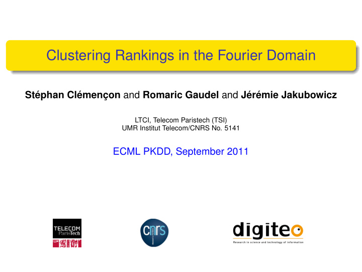 clustering rankings in the fourier domain
