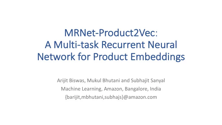 product2vec