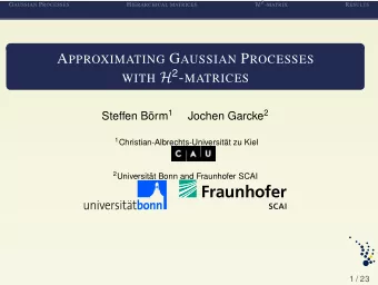 N UMERICAL R ESULTS (Q UALITY , S PEEDUP ) H 2 -matrix  stored  o.t.fly  (f. both)  data set  #data
