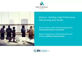 SME Banking Sales Model  Qamar Saleem, Global SME Banking Specialist,  International Finance