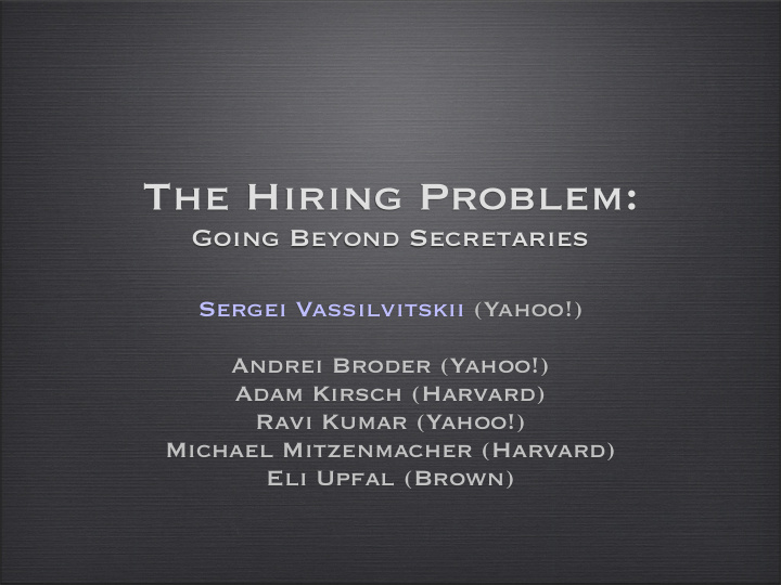the hiring problem