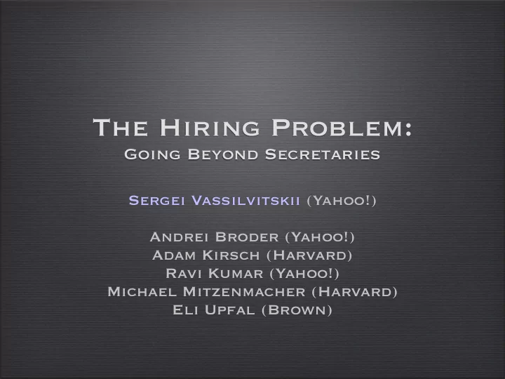 the hiring problem