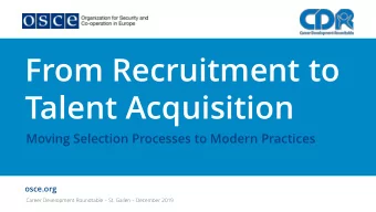 From Recruitment to  Talent Acquisition  Moving Selection Processes to Modern Practices  osce.org
