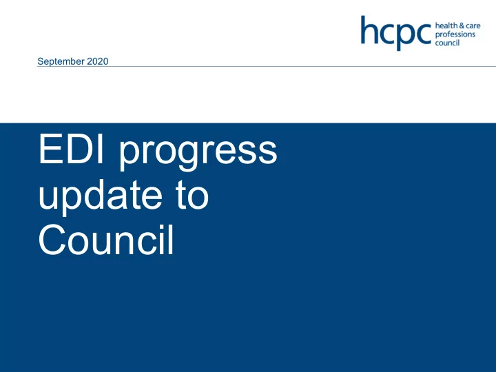 edi progress update to council the purpose of this item