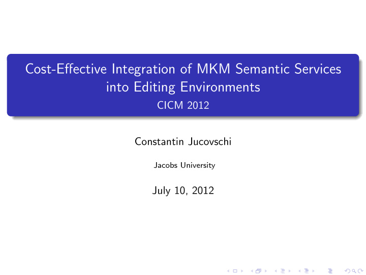 cost effective integration of mkm semantic services into