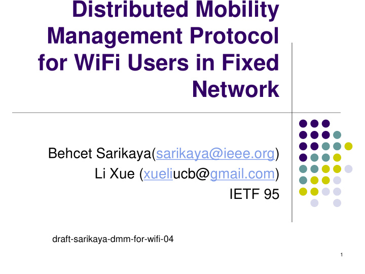 distributed mobility management protocol for wifi users