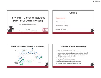 Outline  15-441/641: Computer Networks  Routing hierarchy  BGP  Inter-domain Routing