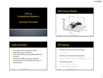 11/12/2007  11/12/2007  CSE-571 Probabilistic Robotics  2  Outputs are noisy function of inputs: