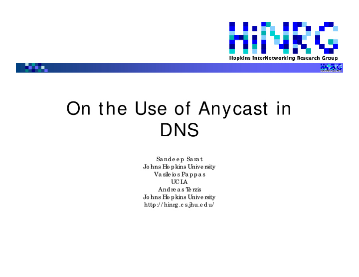on the use of anycast in dns