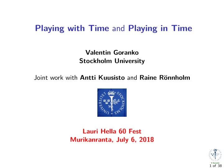 playing with time and playing in time