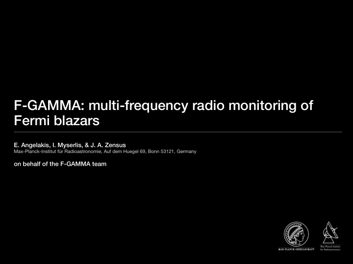 f gamma multi frequency radio monitoring of fermi blazars