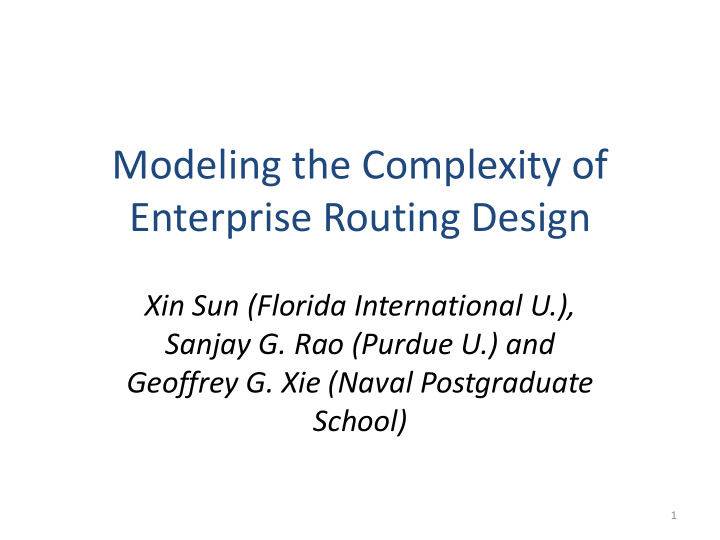 enterprise routing design