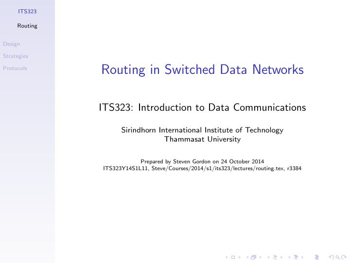 routing in switched data networks