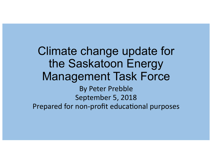 climate change update for the saskatoon energy management